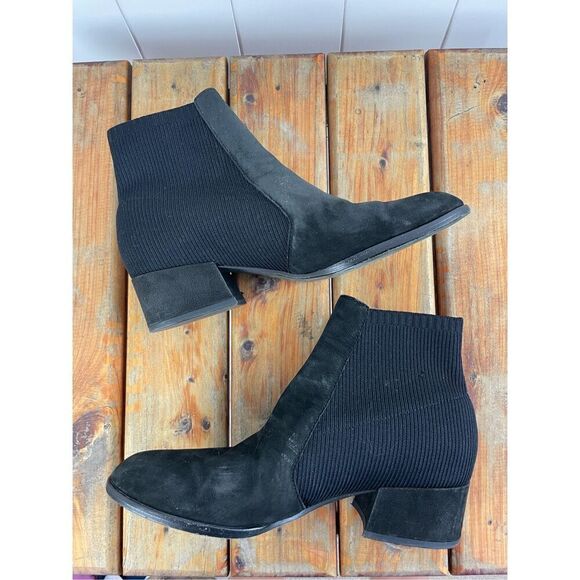 Eileen Fisher Aesop Tumbled Nubuck and Recycled Stretch Knit Bootie Size 8.5 - Picture 1 of 7